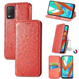 For OPPO Realme V13 Blooming Mandala Embossed Pattern Magnetic Horizontal Flip Leather Case with Holder & Card Slots & Wallet(Red)