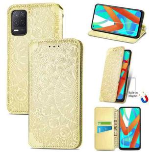 For OPPO Realme V13 Blooming Mandala Embossed Pattern Magnetic Horizontal Flip Leather Case with Holder & Card Slots & Wallet(Yellow)