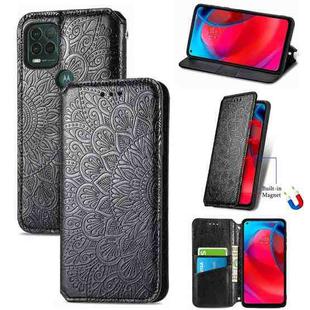 For Motorola G Stylus 5G Blooming Mandala Embossed Pattern Magnetic Horizontal Flip Leather Case with Holder & Card Slots & Wallet(Black)