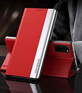 For Samsung Galaxy S20 FE Side Electroplated Magnetic Ultra-Thin Horizontal Flip Leather Case with Holder(Red)