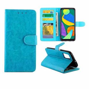 For Samsung Galaxy F52 5G Crazy Horse Texture Leather Horizontal Flip Protective Case with Holder & Card Slots & Wallet & Photo Frame(Baby Blue)