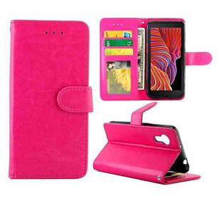For Samsung Galaxy Xcover 5 Crazy Horse Texture Leather Horizontal Flip Protective Case with Holder & Card Slots & Wallet & Photo Frame(Rose Red)
