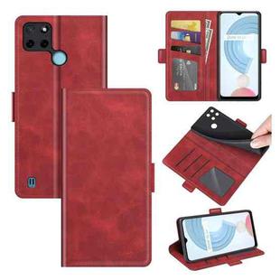 For OPPO Realme C21Y Dual-side Magnetic Buckle Horizontal Flip Leather Case with Holder & Card Slots & Wallet(Red)