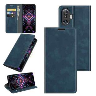 For Xiaomi Poco F3 GT Retro-skin Business Magnetic Suction Leather Case with Holder & Card Slots & Wallet(Dark Blue)