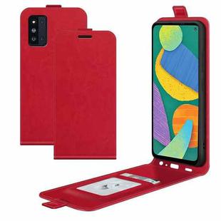 For Samsung Galaxy F52 5G R64 Texture Single Vertical Flip Leather Protective Case with Card Slots & Photo Frame(Red)