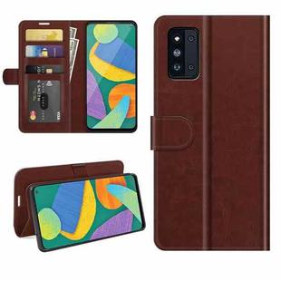 For Samsung Galaxy F52 5G R64 Texture Single Horizontal Flip Protective Case with Holder & Card Slots & Wallet& Photo Frame(Brown)