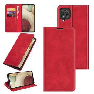 For Samsung Galaxy F12 / M12 Retro-skin Business Magnetic Suction Leather Case with Holder & Card Slots & Wallet(Red)