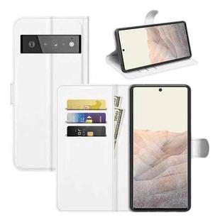 For Google Pixel 6 Pro Litchi Texture Horizontal Flip Protective Case with Holder & Card Slots & Wallet(White)