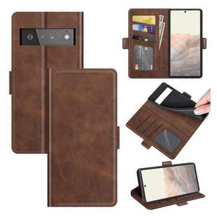 For Google Pixel 6 Pro Dual-side Magnetic Buckle Horizontal Flip Leather Case with Holder & Card Slots & Wallet(Brown)