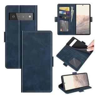 For Google Pixel 6 Pro Dual-side Magnetic Buckle Horizontal Flip Leather Case with Holder & Card Slots & Wallet(Dark Blue)