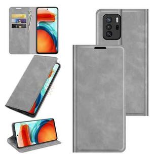 For Xiaomi Redmi Note 10 Pro 5G China / Poco X3 GT Retro-skin Business Magnetic Suction Leather Case with Holder & Card Slots & Wallet(Grey)