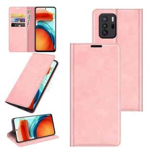 For Xiaomi Redmi Note 10 Pro 5G China / Poco X3 GT Retro-skin Business Magnetic Suction Leather Case with Holder & Card Slots & Wallet(Pink)