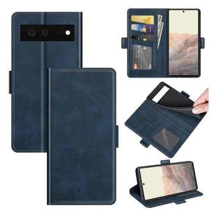 For Google Pixel 6 Dual-side Magnetic Buckle Horizontal Flip Leather Case with Holder & Card Slots & Wallet(Dark Blue)