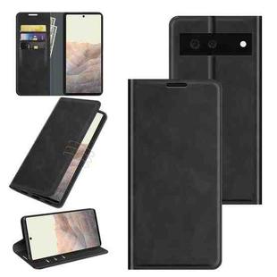 For Google Pixel 6 Retro-skin Business Magnetic Suction Leather Case with Holder & Card Slots & Wallet(Black)