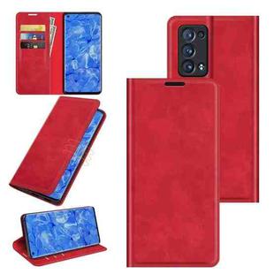 For OPPO Reno6 Pro+ 5G Retro-skin Business Magnetic Suction Leather Case with Holder & Card Slots & Wallet(Red)