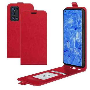For OPPO Reno6 Pro+ 5G R64 Texture Single Vertical Flip Leather Protective Case with Card Slots & Photo Frame(Red)