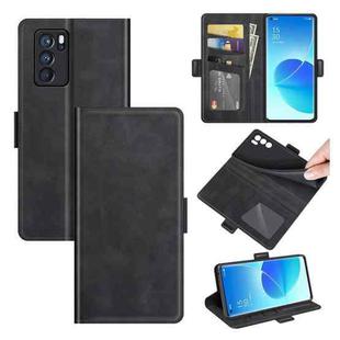 For OPPO Reno6 Pro 5G Dual-side Magnetic Buckle Horizontal Flip Leather Case with Holder & Card Slots & Wallet(Black)