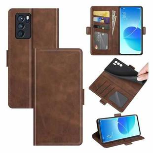 For OPPO Reno6 Pro 5G Dual-side Magnetic Buckle Horizontal Flip Leather Case with Holder & Card Slots & Wallet(Brown)