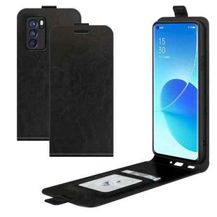 For OPPO Reno6 Pro 5G R64 Texture Single Vertical Flip Leather Protective Case with Card Slots & Photo Frame(Black)