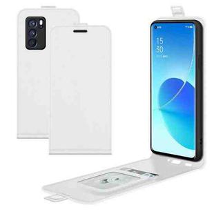 For OPPO Reno6 Pro 5G R64 Texture Single Vertical Flip Leather Protective Case with Card Slots & Photo Frame(White)