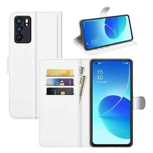 For OPPO Reno6 5G Litchi Texture Horizontal Flip Protective Case with Holder & Card Slots & Wallet(White)