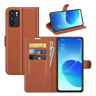For OPPO Reno6 5G Litchi Texture Horizontal Flip Protective Case with Holder & Card Slots & Wallet(Brown)