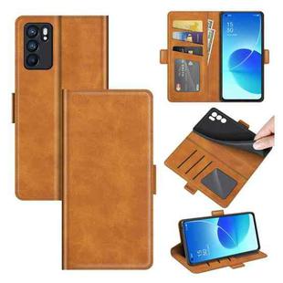 For OPPO Reno6 5G Dual-side Magnetic Buckle Horizontal Flip Leather Case with Holder & Card Slots & Wallet(Yellow)