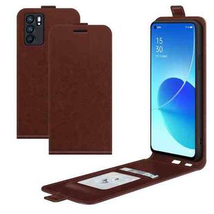 For OPPO Reno6 5G R64 Texture Single Vertical Flip Leather Protective Case with Card Slots & Photo Frame(Brown)