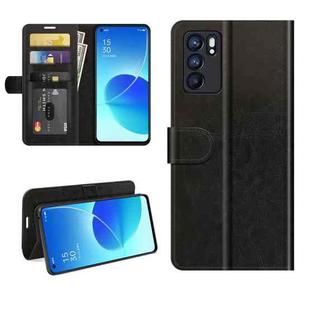 For OPPO Reno6 5G R64 Texture Single Horizontal Flip Protective Case with Holder & Card Slots & Wallet& Photo Frame(Black)