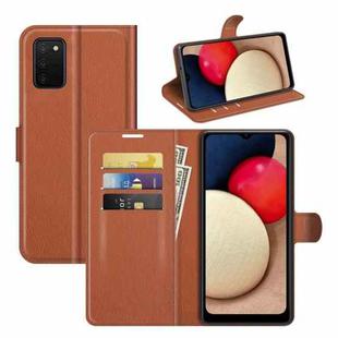 For Samsung Galaxy A03s 166mm Litchi Texture Horizontal Flip Protective Case with Holder & Card Slots & Wallet(Brown)