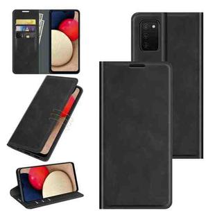 For Samsung Galaxy A03s 164mm Retro-skin Business Magnetic Suction Leather Case with Holder & Card Slots & Wallet(Black)