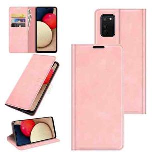 For Samsung Galaxy A03s 164mm Retro-skin Business Magnetic Suction Leather Case with Holder & Card Slots & Wallet(Pink)