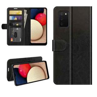 For Samsung Galaxy A03s 164mm R64 Texture Single Horizontal Flip Protective Case with Holder & Card Slots & Wallet& Photo Frame(Black)