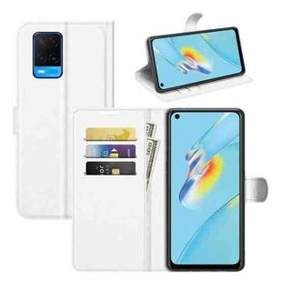 For OPPO A54 4G Litchi Texture Horizontal Flip Protective Case with Holder & Card Slots & Wallet(White)