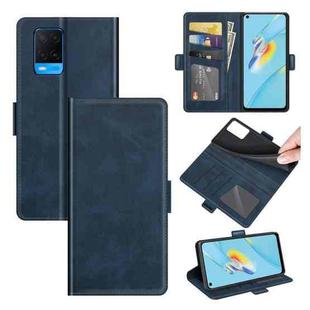 For OPPO A54 4G Dual-side Magnetic Buckle Horizontal Flip Leather Case with Holder & Card Slots & Wallet(Dark Blue)