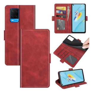 For OPPO A54 4G Dual-side Magnetic Buckle Horizontal Flip Leather Case with Holder & Card Slots & Wallet(Red)