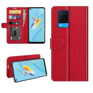 For OPPO A54 4G R64 Texture Single Horizontal Flip Protective Case with Holder & Card Slots & Wallet& Photo Frame(Red)