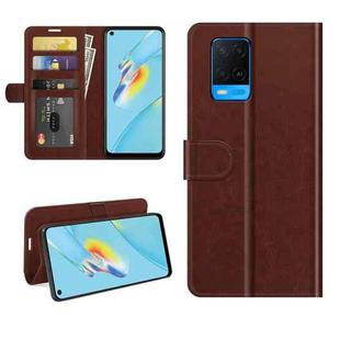 For OPPO A54 4G R64 Texture Single Horizontal Flip Protective Case with Holder & Card Slots & Wallet& Photo Frame(Brown)