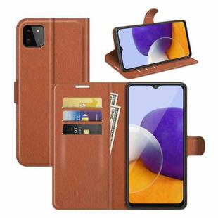 For Samsung Galaxy A22 5G Litchi Texture Horizontal Flip Protective Case with Holder & Card Slots & Wallet(Brown)