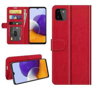 For Samsung Galaxy A22 5G R64 Texture Single Horizontal Flip Protective Case with Holder & Card Slots & Wallet& Photo Frame(Red)