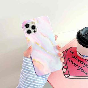 For iPhone 12 Pro Max Thickened TPU Glazed Marble Mobile Phone Case(Pink)