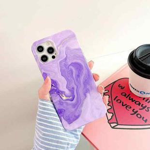 For iPhone 12 Pro Max Thickened TPU Glazed Marble Mobile Phone Case(Purple)