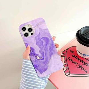 For iPhone 12 / 12 Pro Thickened TPU Glazed Marble Mobile Phone Case(Purple)