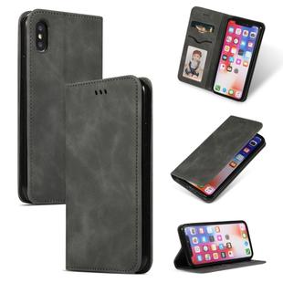 For iPhone XS Max Retro Skin Feel Business Magnetic Horizontal Flip Leather Case(Dark Gray)