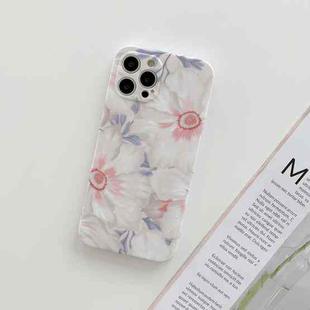 For iPhone 12 Pro Max Frosted Flowers Pattern IMD TPU Case(Pink)