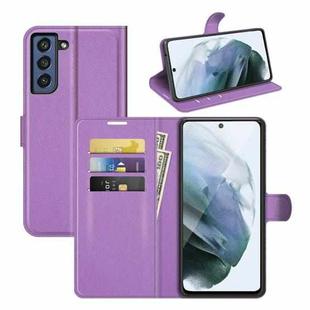 For Galaxy S21 FE Litchi Texture Horizontal Flip Protective Case with Holder & Card Slots & Wallet(Purple)