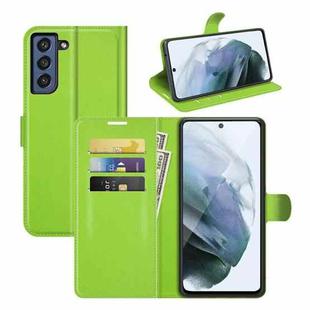 For Galaxy S21 FE Litchi Texture Horizontal Flip Protective Case with Holder & Card Slots & Wallet(Green)