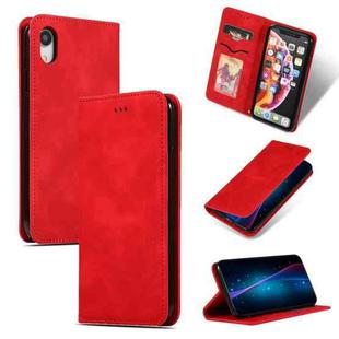 For iPhone XR Retro Skin Feel Business Magnetic Horizontal Flip Leather Case(Red)
