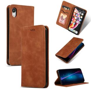 For iPhone XR Retro Skin Feel Business Magnetic Horizontal Flip Leather Case(Brown)