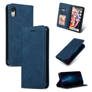 For iPhone XR Retro Skin Feel Business Magnetic Horizontal Flip Leather Case(Navy Blue)